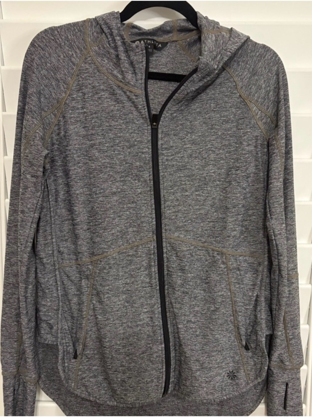 Athleta Heather Gray Baja UPF 50+ Jacket Hooded Full Zip Small - Picture 2 of 4
